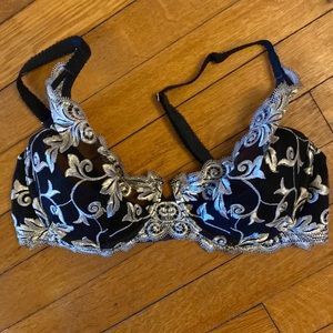 Black with gold embroidery Soma bra.